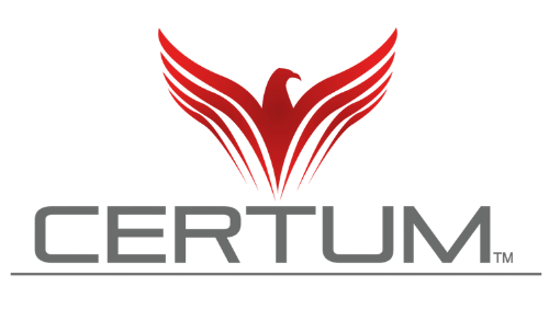 A red phoenix with Certum written in grey.